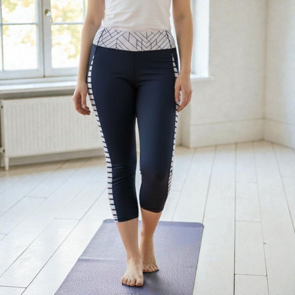 Athleta Revelation Crop Leggings Navy/White Sz XL ~$89
